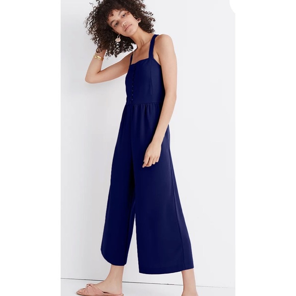 Madewell Pants - NWT Madewell Smocked Button Front crop Jumpsuit 8